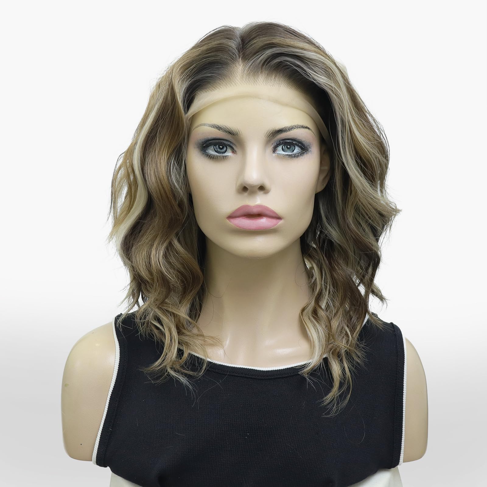 IMSTYLE Vibe Brown Blonde 13 * 6" Lace Front Wig Short Bob Curly 13*6 Vibe Brown Blonde