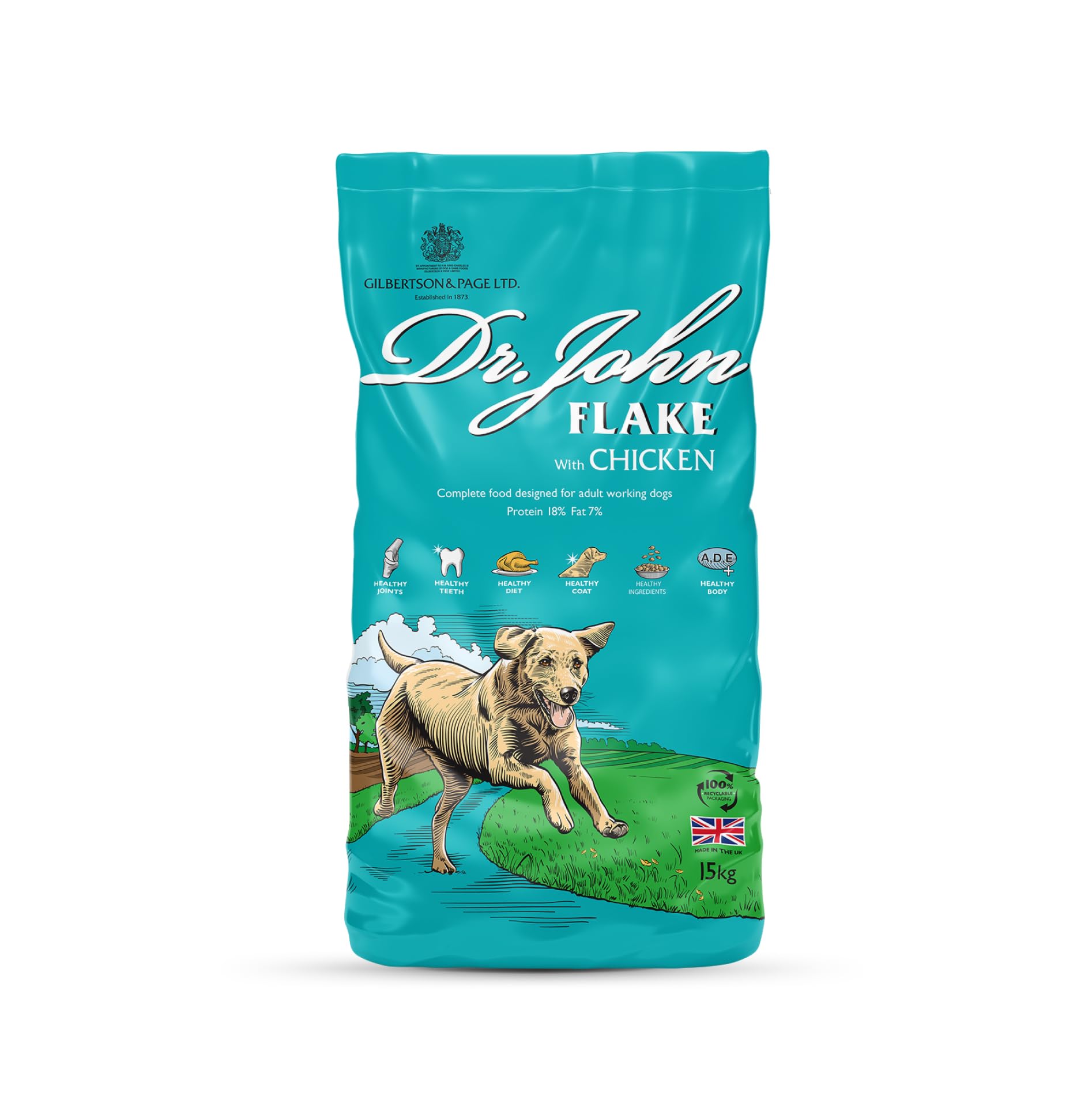 Dr John Complete Dry Dog Food, Flake with Chicken 15 kg