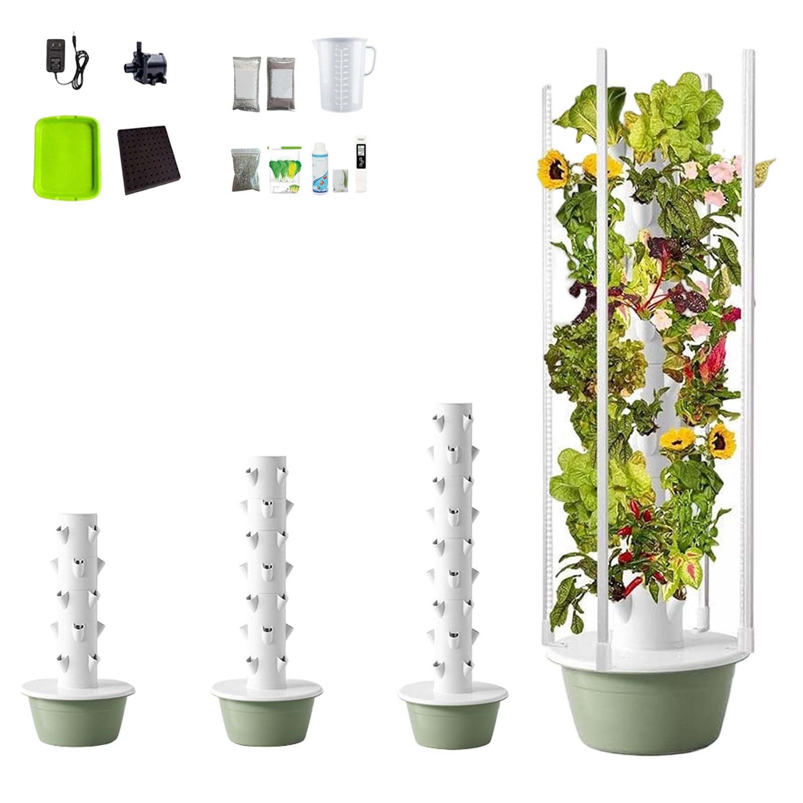 RUODATONLY 9-Layer Vertical Hydroponic Growing System – Indoor & Outdoor Herb Garden Tower, 36 Plant Pods with Timer, Smart Automated Hydroponic System for Vegetables, Herbs, and Fruits 9Layer
