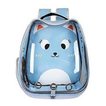 Aswadh Pet Cat Dog Carrier Bag Transparent Pet Backpack for Small Pet Light Blue