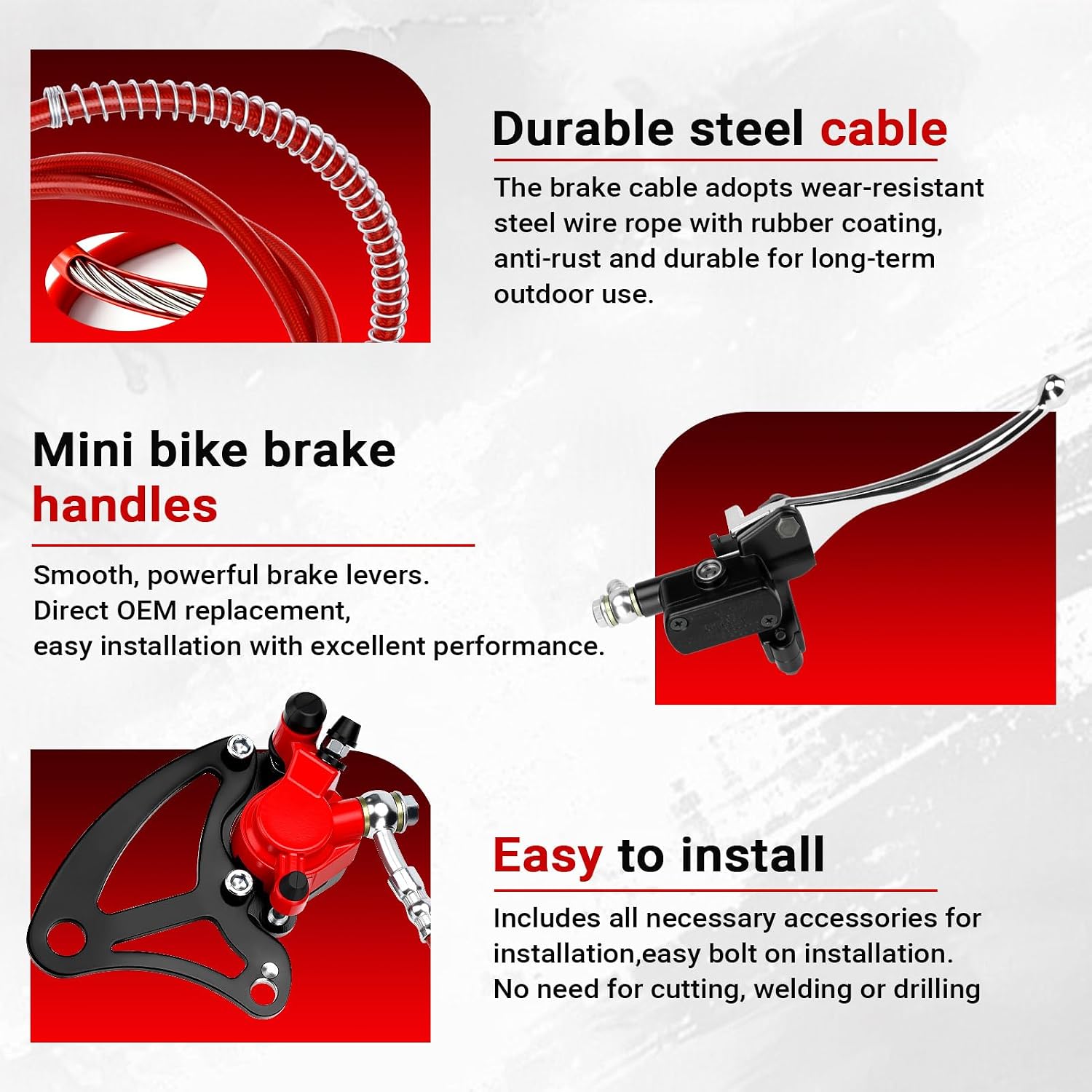 Upgraded GMB100 Mini Bike Hydraulic Brake Caliper Kit with Rear Brake Caliper Mounting Bracket for FRP GMB100 Monster Mega moto MMB80 80cc MM-B105 105cc Coleman RB100 RT100 Mini Bike