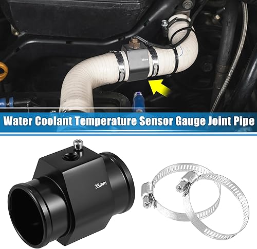 Miniatura 2 de X AUTOHAUX 1 Unidades de 1.496 in Universal Aluminio Temperatura Temperatura Junta Tubo Sensor Sensor Radiador Manguera Adaptador con Abrazaderas de