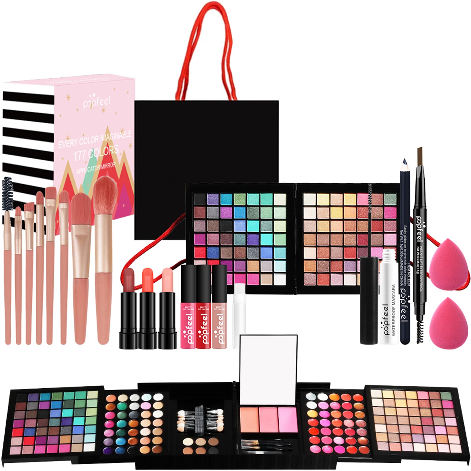 FantasyDay Xmas Make-up Sets Multifunktions Schminkkoffer Mädchen Makeup Geschenkset Kosmetik für Gesicht Augen Lippen - Schminke Kit mit Lidschatten Palette Lippenstift Concealer Puder Rouge Mascara