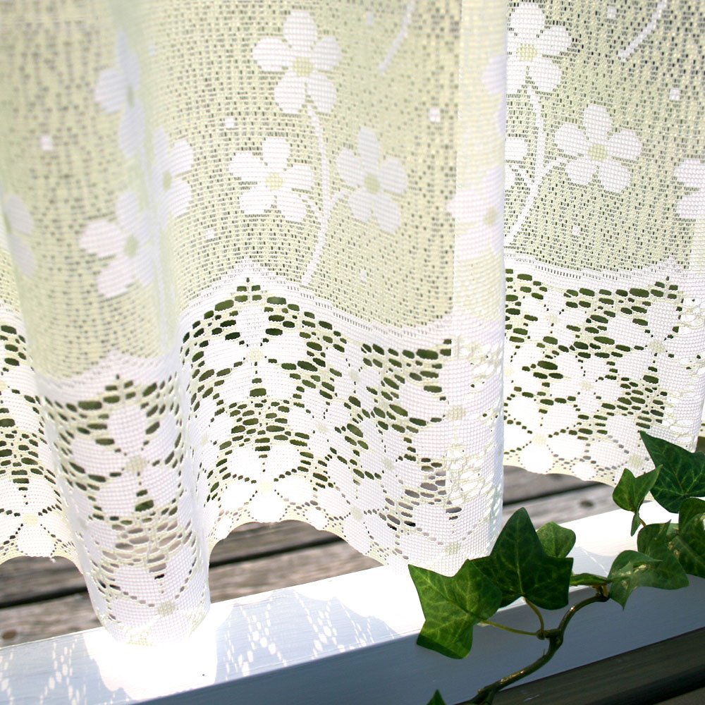 Amazon｜SunnyDayFabric カフェカーテン フラワーリバー レース