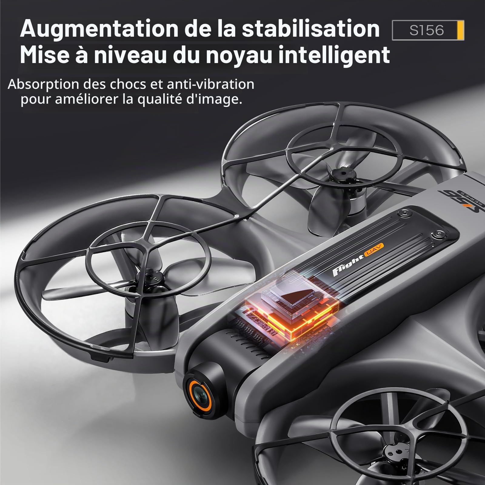 Drone avec Caméras, Télécommande Moteur Sans Balais Drone avec 4,5 Pouces écran, Carte SD, Veilleuse LED, Caméra Réglable à 90°, 2 Batteries, Convient aux Adultes et aux Débutants