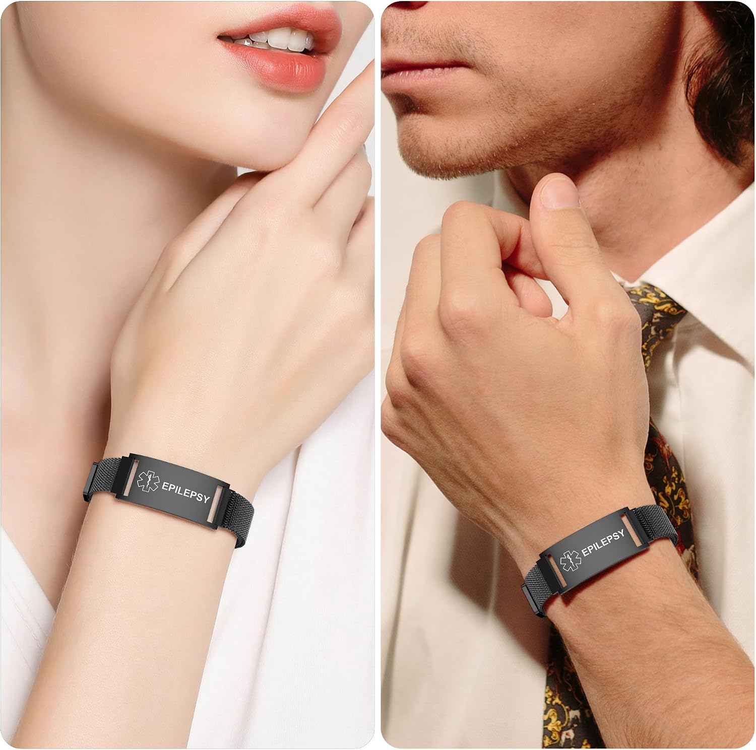Medical Alert Bracelet for Women Men, Medical Alert ID Adjustable Wristband for Diabetic D.N.R Pacemaker Epilepsy