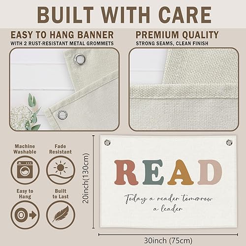 Miniatura 3 de Cartel de lectura bohemia, decoración de habitación infantil para amantes de los libros, biblioteca, guardería Today A Reader Tomorrow A Leader,