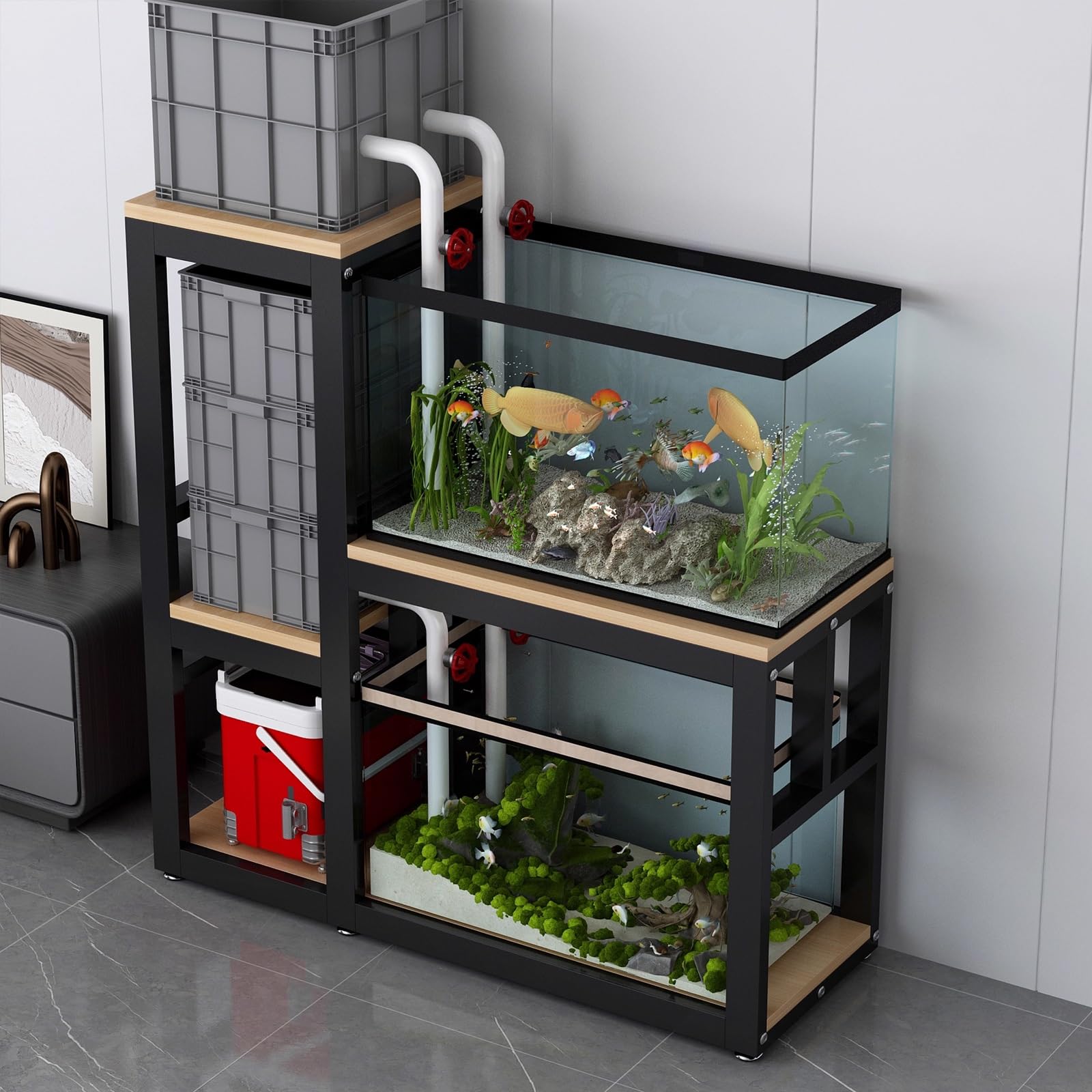 Multi-functional Aquarium Stand, Multi-tier Storage Fish Tank Stand, Easy to Assemble, Durable, Suitable for Hotels, Living Rooms, Balconies, and Offices(Style D,70x45cm/27.6x17.7in)