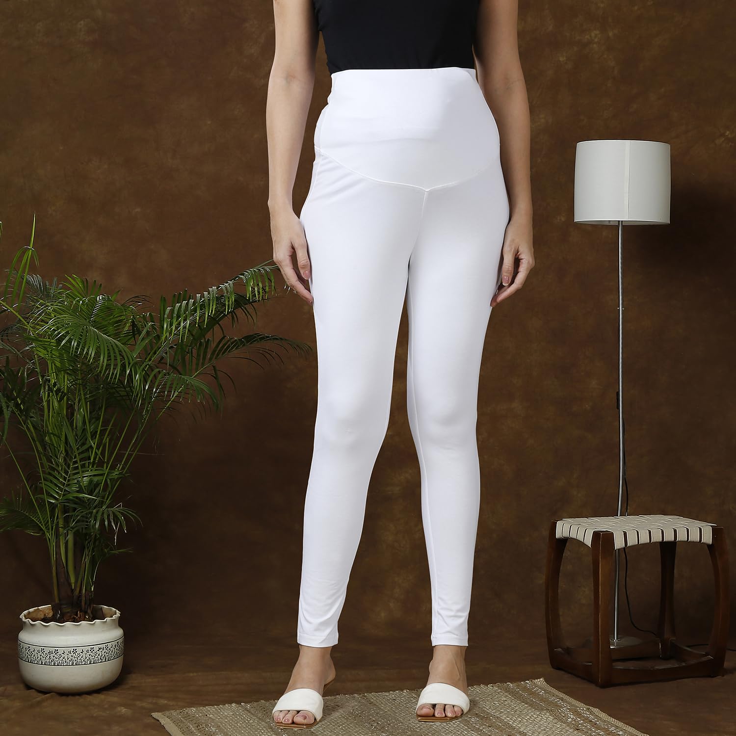 MomToBe Women Classic High Rise Cotton Maternity Leggings/Pregnancy Bottoms for Pre and Post Pregnancy (White, XX-Large) - Image 3 thumbnail