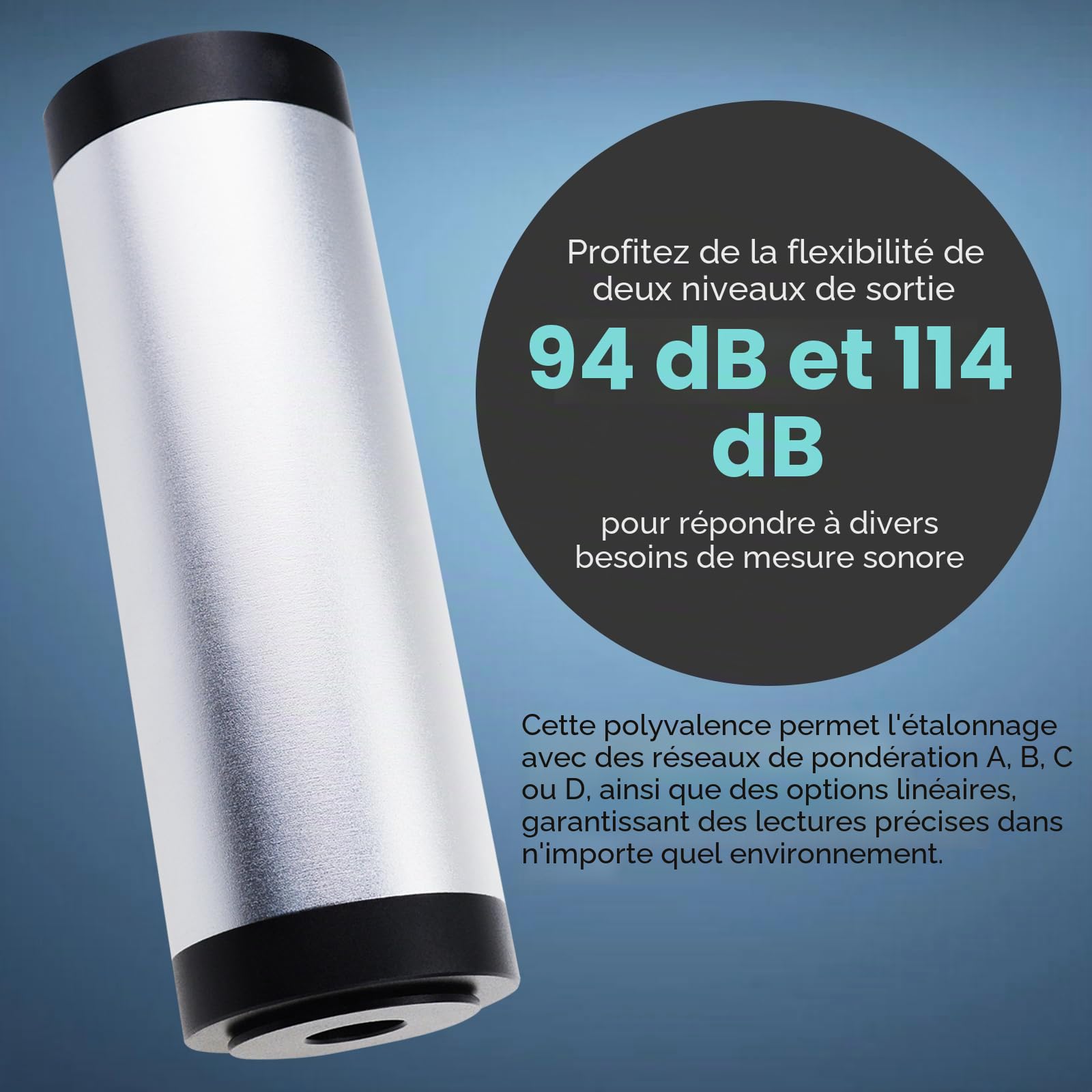 Calibrateur de niveau sonore, calibrage du décibel avec lecteur de mesure du bruit