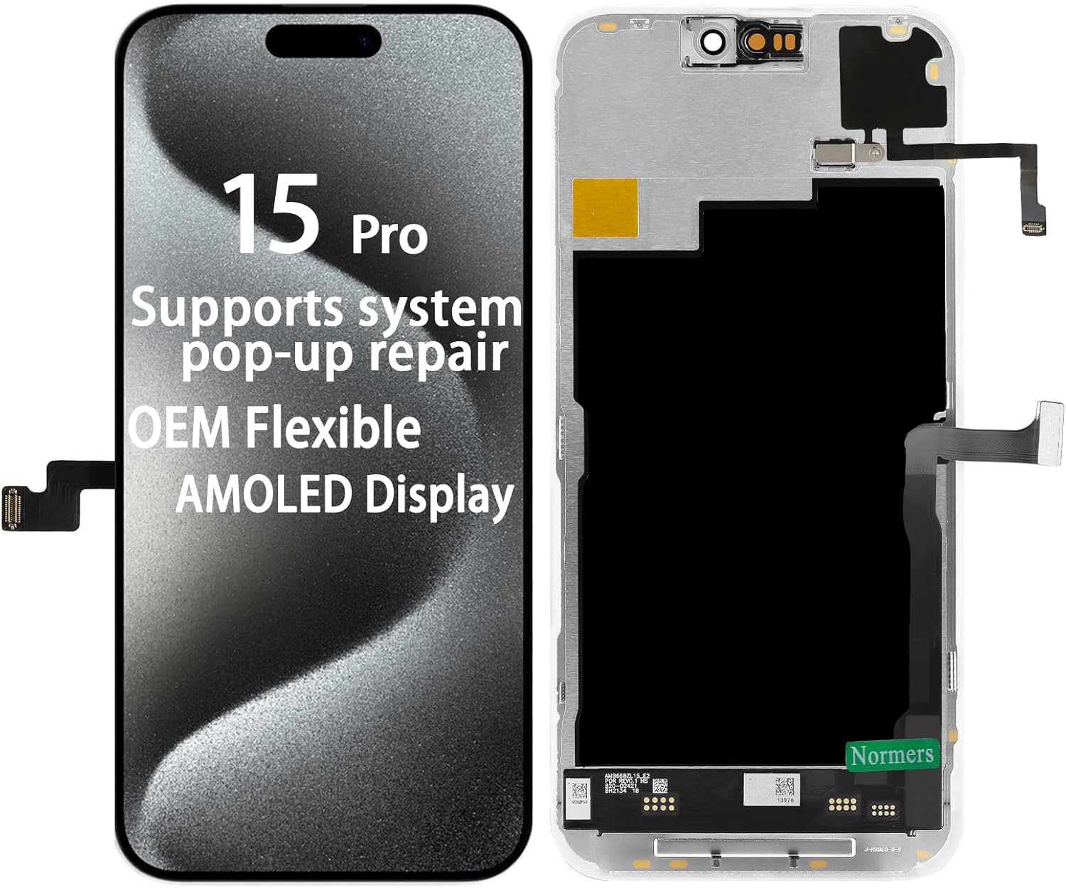 【Fixes System Pop-Ups】 OEM-Grade for iPhone 15 Pro Screen Replacement, Equipped with 3D LCD Touch Digitizer,6.1Inch Promotion 120Hz AMOLED Display, Protective Film and Repair Tools