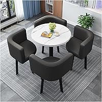 Vista 1 de Muebles de comedor para sala de estar, juego de mesa redonda y silla, mesa de centro para sala de conferencias, para sala de estar, negro, 23.6 x