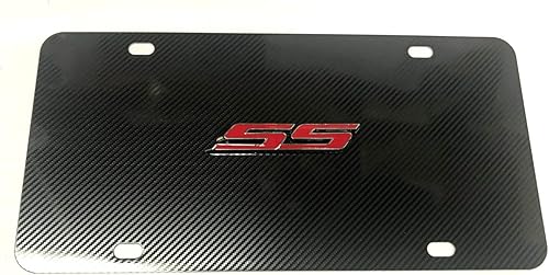 Boobo Cubierta de placa de matrícula con aspecto de fibra de carbono 3D para Chevy Camaro RS SS (SS)