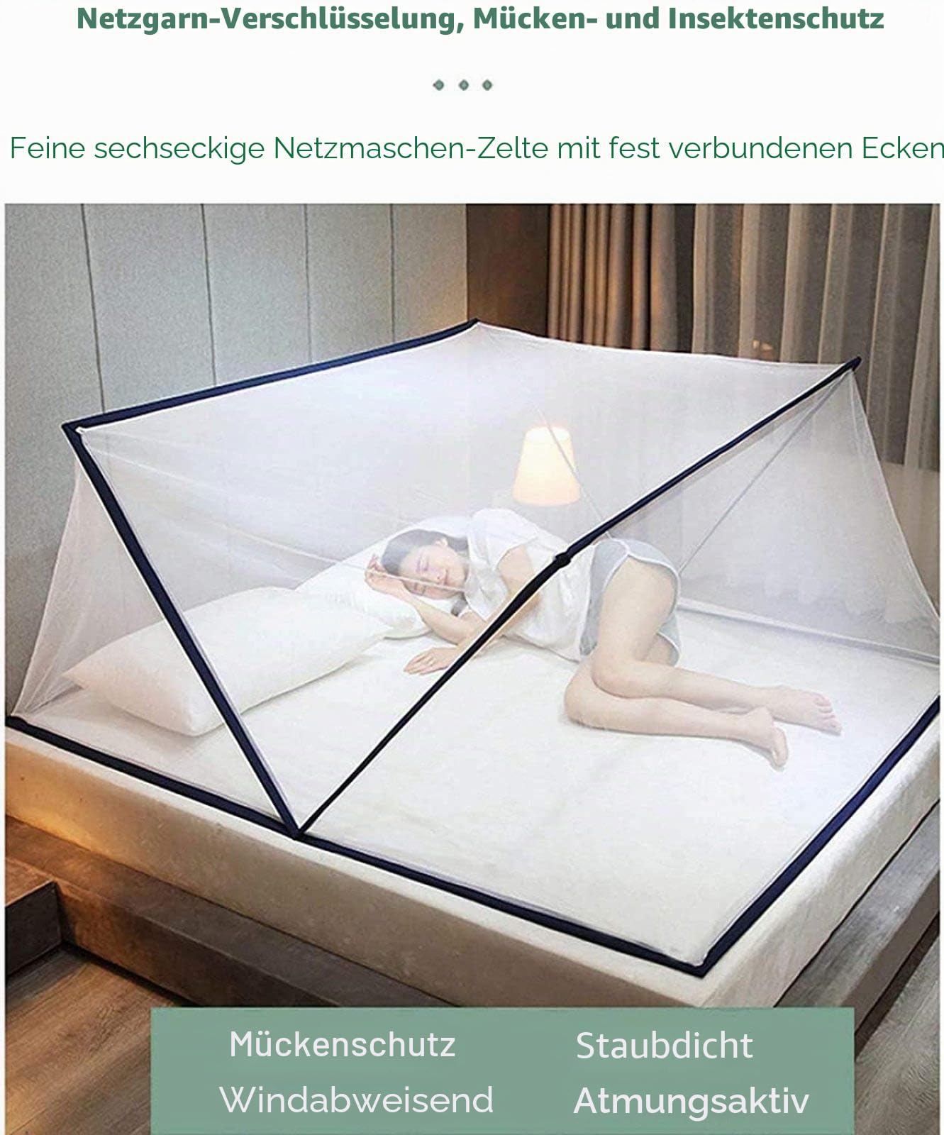 Klappbares Moskitonetz Zelt für Erwachsene und Kinder, Tragbar für Bett, Familienhaus und Schlafsaal - Navyblau, 160×190×80cm