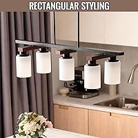 Vista 6 de Iluminación de isla de cocina de 5 luces y accesorios de luz de comedor de granja sobre mesa, colgante de techo rústico ajustable colgante lineal