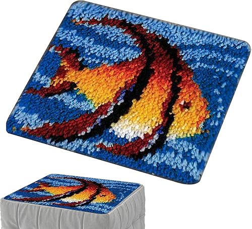 Miniatura 6 de PINTLE Kits de alfombra con gancho para adultos principiantes, kits de hilo de ganchillo de aguja de 11.81 pulgadas, kit de gancho y pestillo para