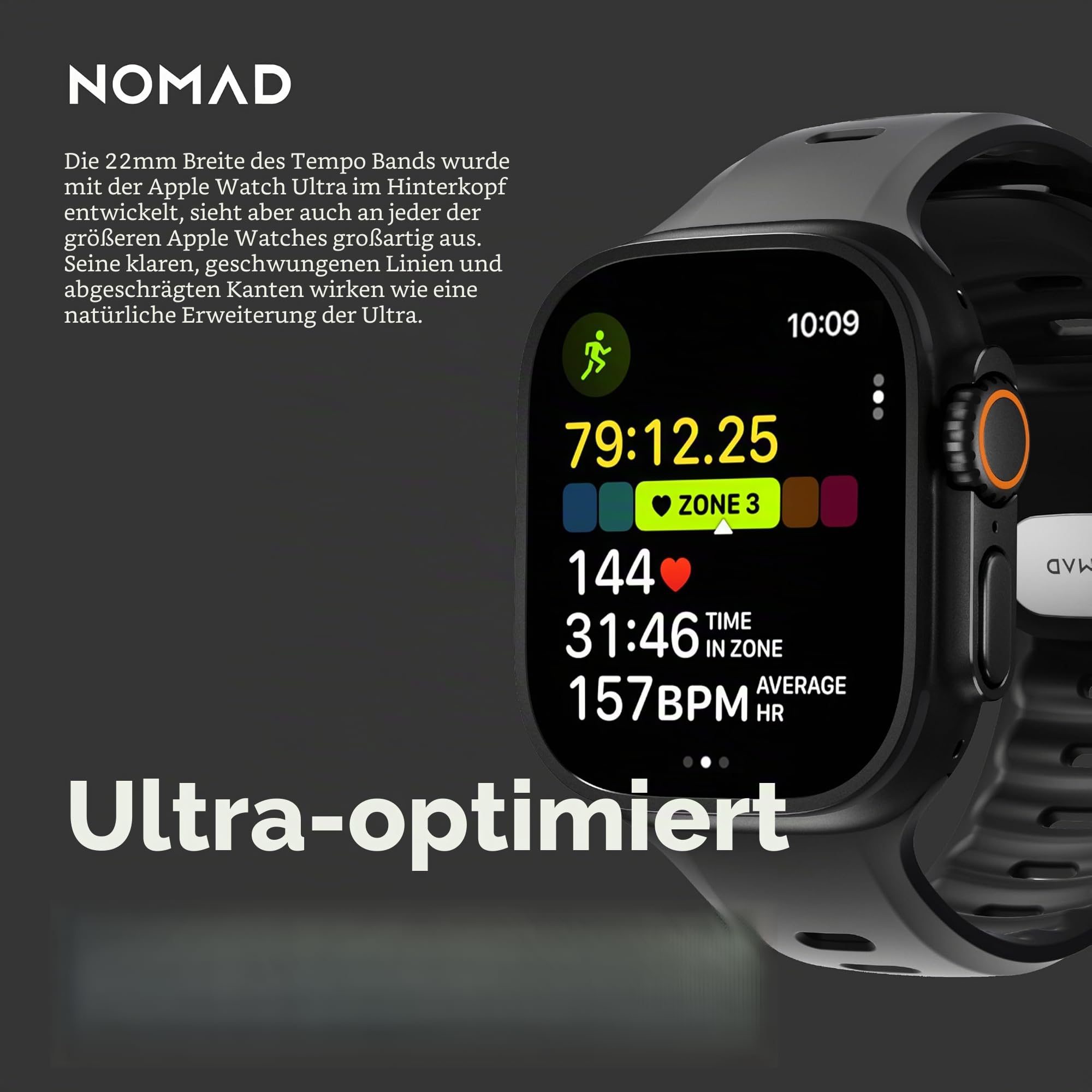 NOMAD Tempo Band | für Apple Watch 49mm | wasserfestes und schlankes Sportarmband