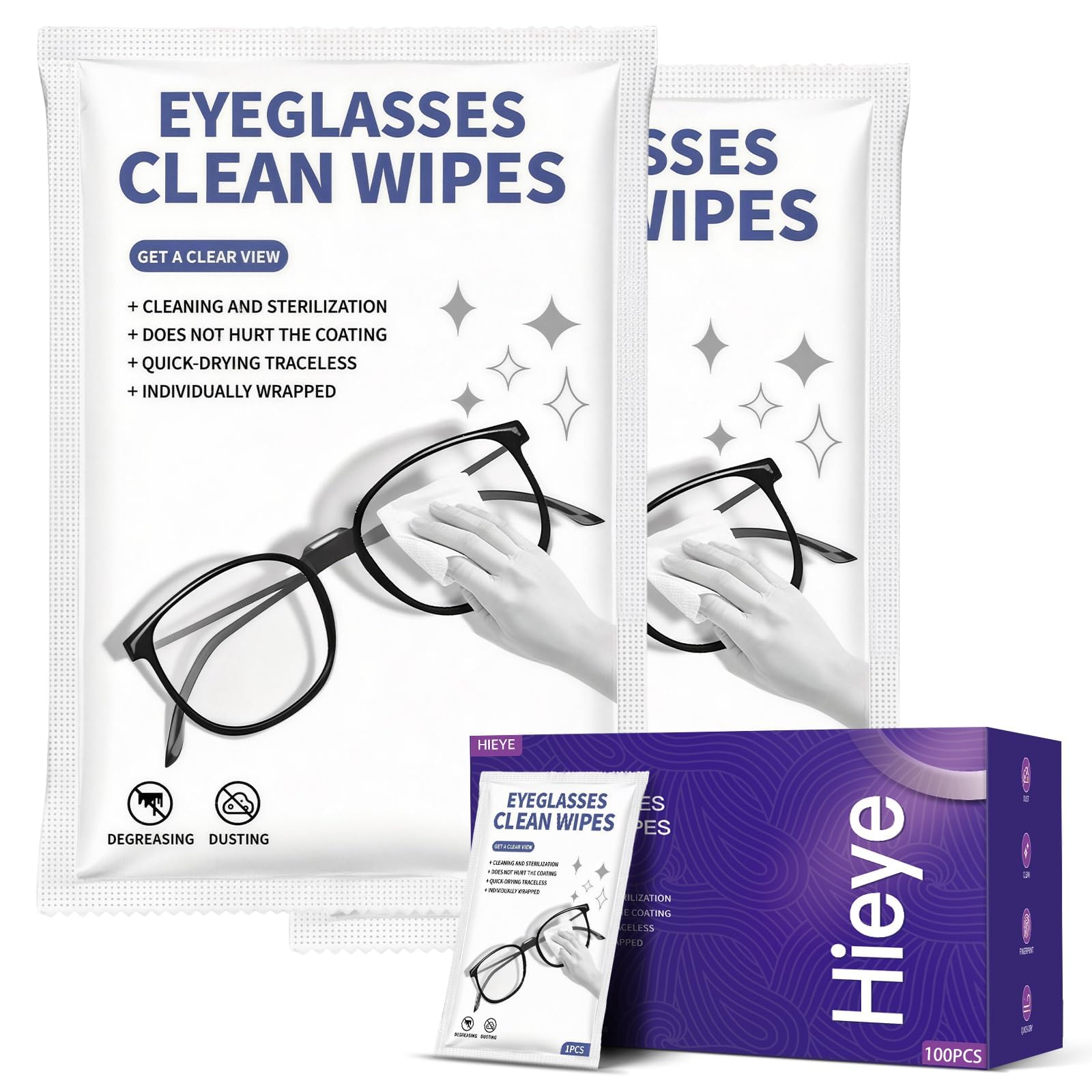 Photo 1 of [200 Count] Lens Wipes for Eyeglass - Cleaner Wipes for Glasses, Camera Lens & All Screens - Pre-moistened Individually Wrapped Sracth-Free,Streak-Free