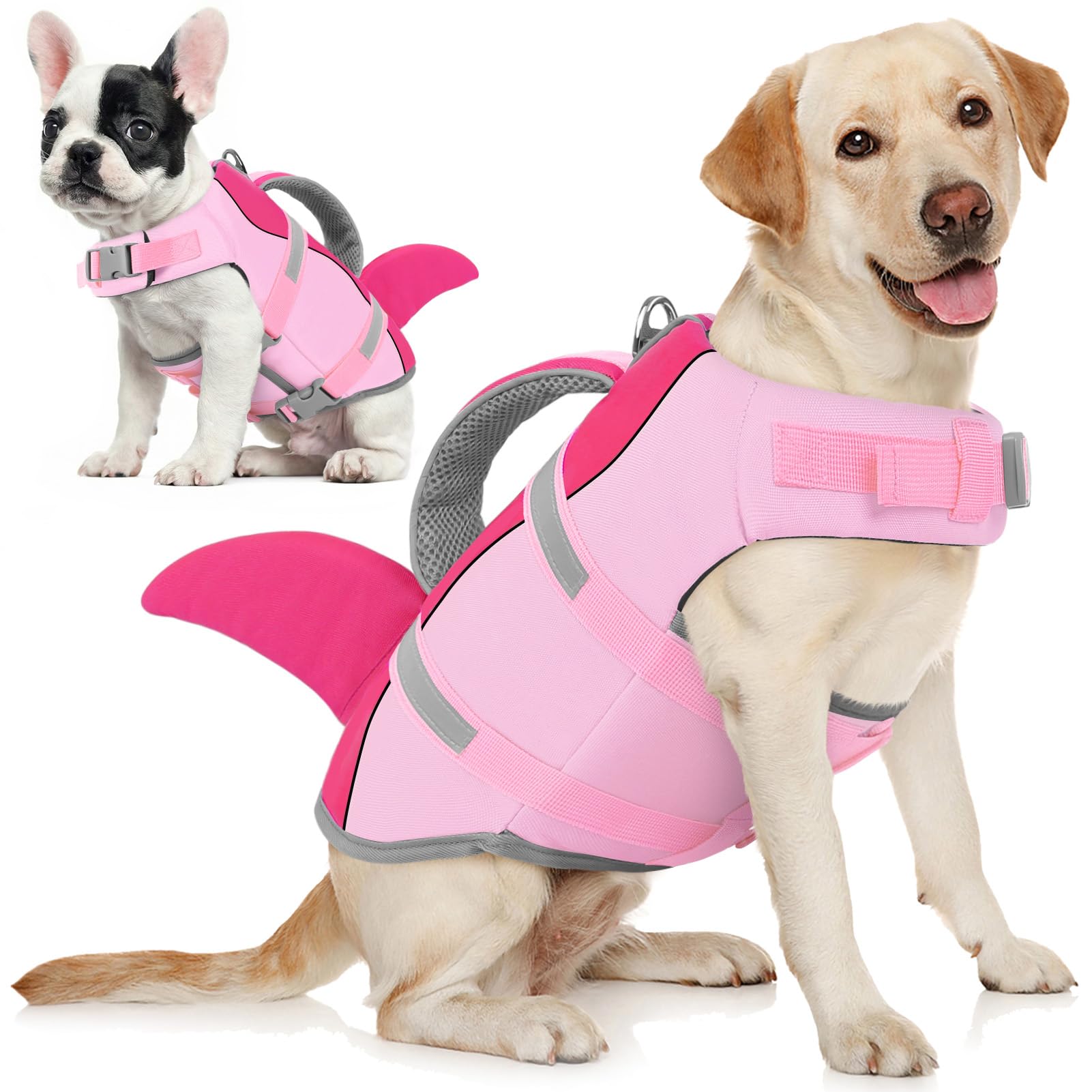 AOFITEE Chaleco Salvavidas para Perro, Chaleco Salvavidas para Perro, tiburón, Chaleco de Seguridad Reflectante para con flotabilidad Superior y asa de Rescate, Traje de baño Ajustable para