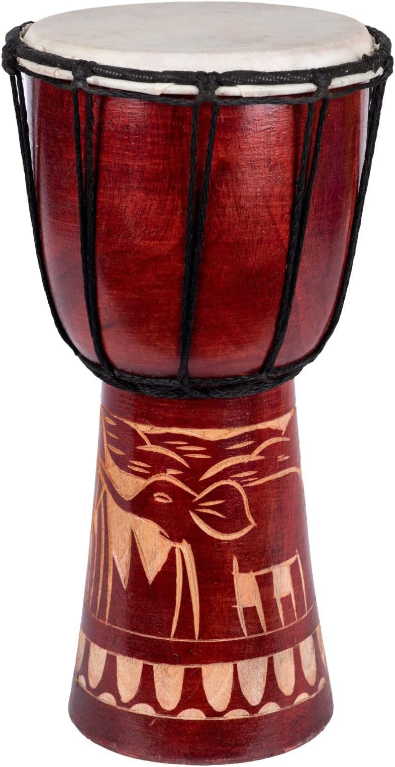 Wogeka - 25 cm Djembe - Bongo met airbrush-beschildering olifant