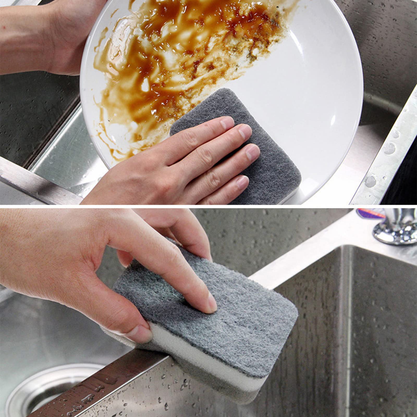 Spugna confezionata singolarmente, confezione da 24 spugne da cucina per lavare i piatti, non graffiano le salviettine in spugna inodore, adatte per appartamenti di viaggio (angolo retto grigio)