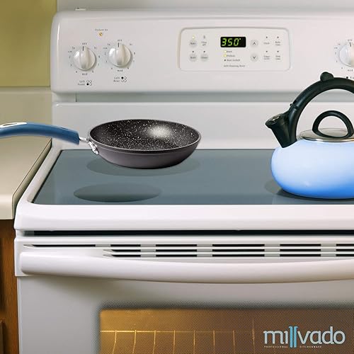 Miniatura 2 de Sartén antiadherente de 9.5 pulgadas: sartén mediana con revestimiento antiadherente resistente, mango de silicona azul, sartenes compatibles con