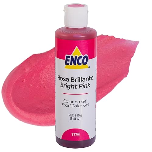 ENCO Gel Colorante Alimentario Rosa Brillante 8.8 oz (249g) Concentrado, Vegano