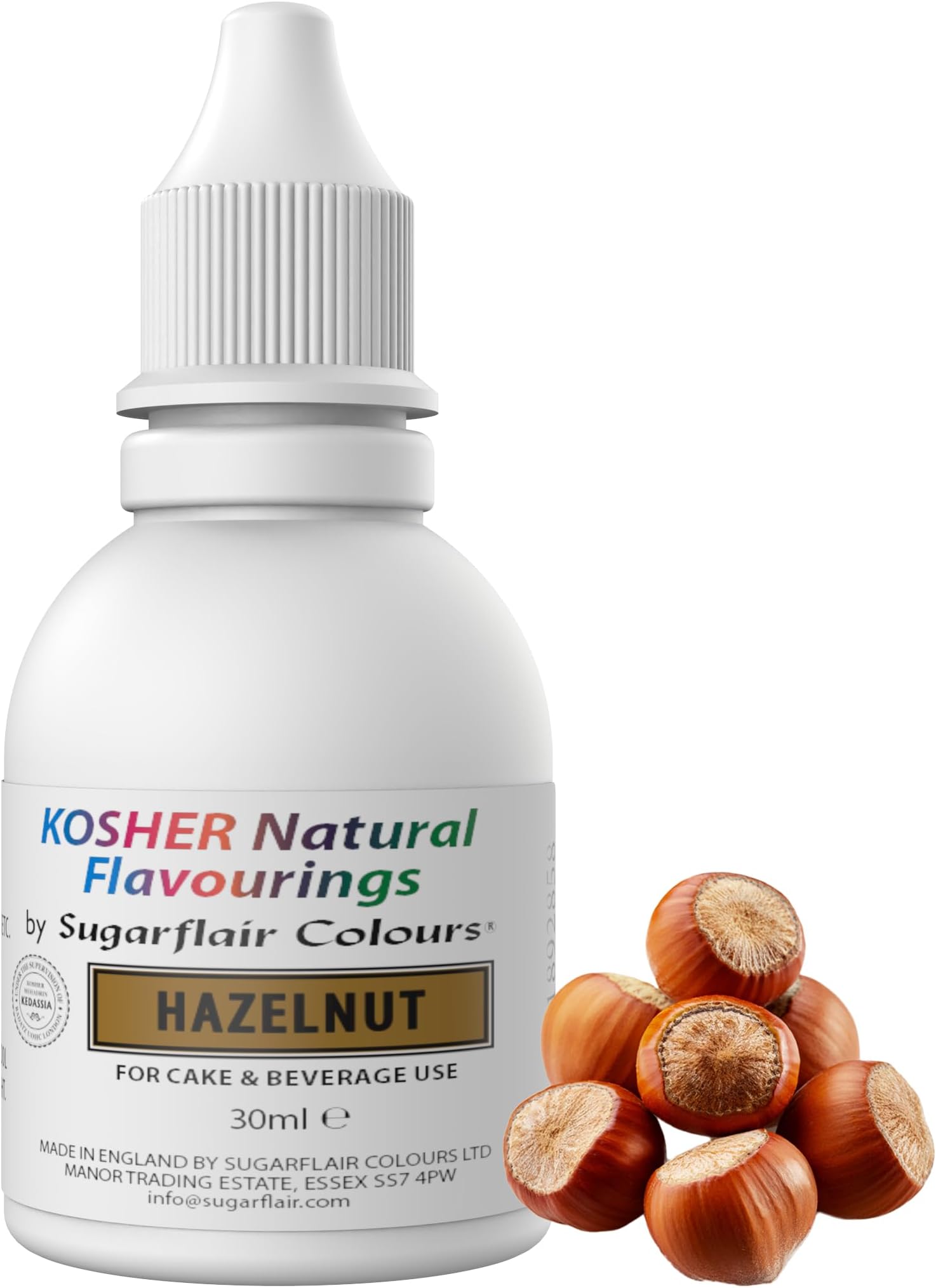 Sugarflair Hazelnut Flavouring - Natural Food Flavouring for Baking, Cakes, Ice Creams, Chocolates, Icings and More! Pack Your Bakes With A Delicious Natural Food Flavour Extract - 30ml