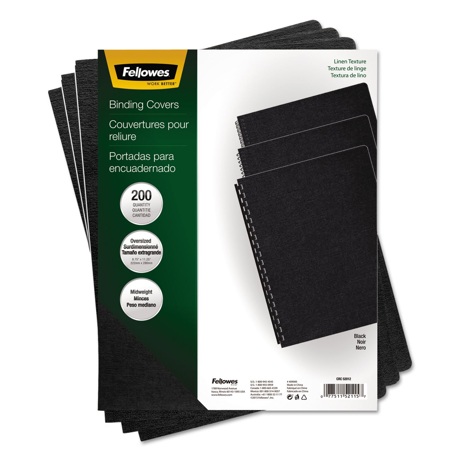 Fellowes 52115 Noir matériel de reliure - matériels de reliure (Noir, 222 mm, 1,5 mm, 285 mm, 13 g)