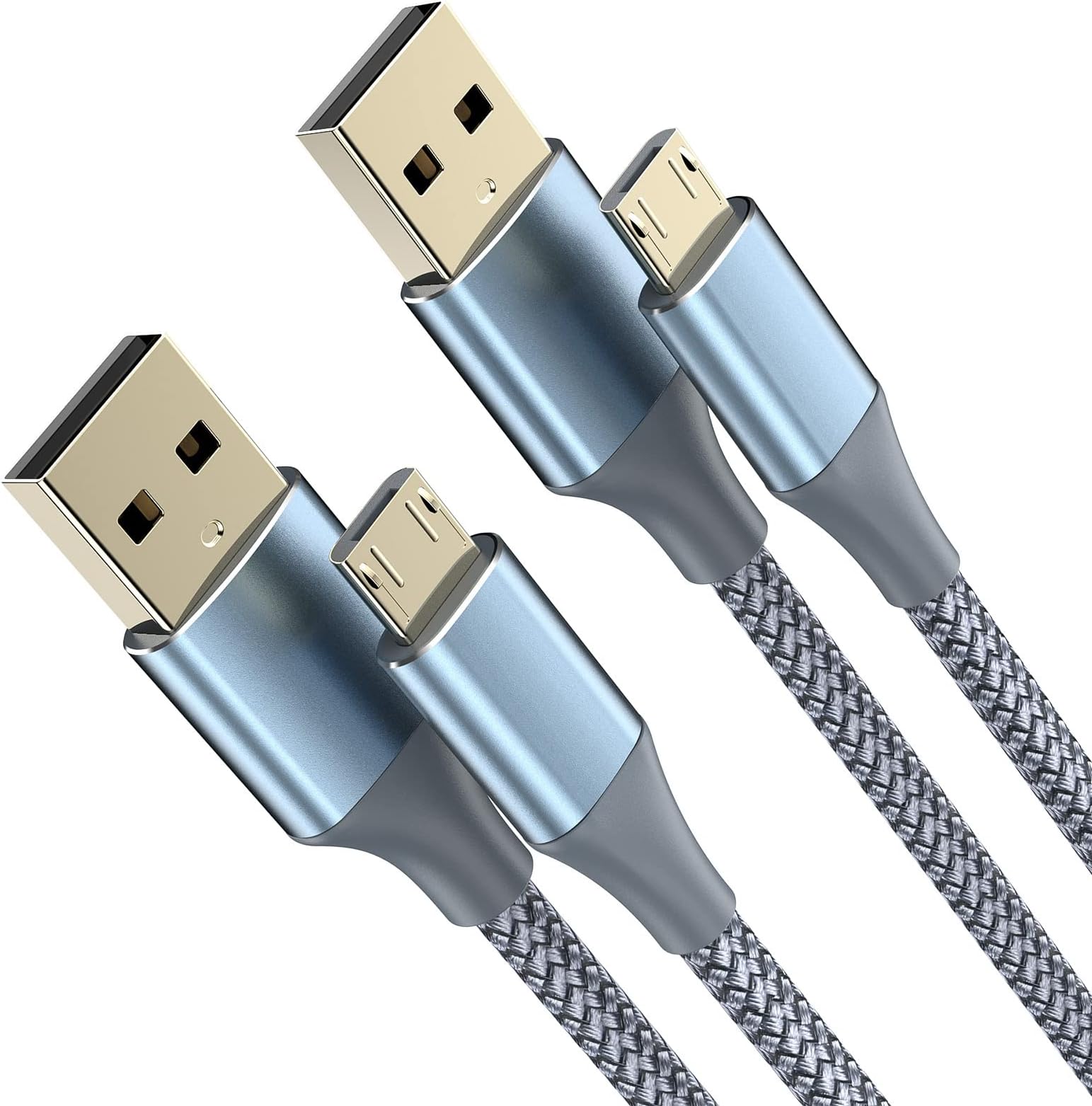 Micro USB Cable 3M 2Pack Long Usb Micro Android Charger Cable Nylon Braided USB A to Micro Cord Compatible with Galaxy S7 S6 S5 J7 Edge Note 5,Kindle Fire,PS4 Controller,and More micro Usb-Grey
