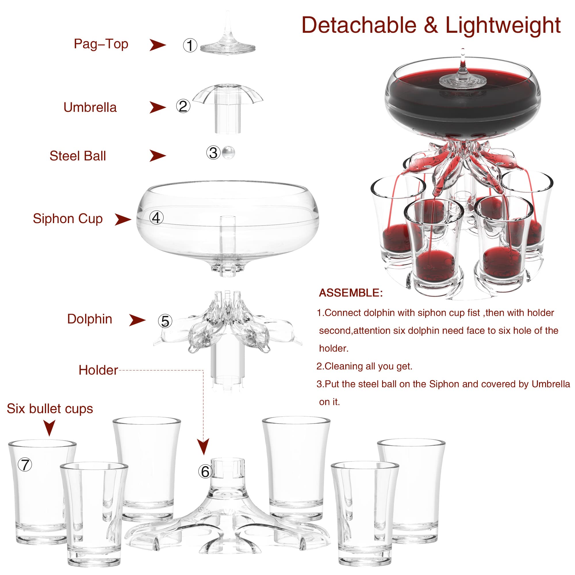 Distributeur de verre à shot en acrylique avec 6 verres et pinceau, parfait pour les fêtes, les bars à la maison, les cadeaux et le séparateur de liquide pour un service facile