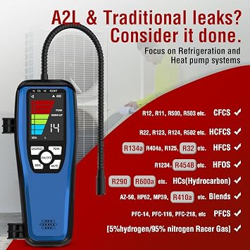 Aprvtio ALD-100 Refrigerant Freon Leak Detector for R32 R134a R454B R410A | HVAC Freon Leak Detector with 3000 mAh Battery, 2.8' Large Screen, Visual and Auditory Alarms, Sensitive AC Leak Detector A2l