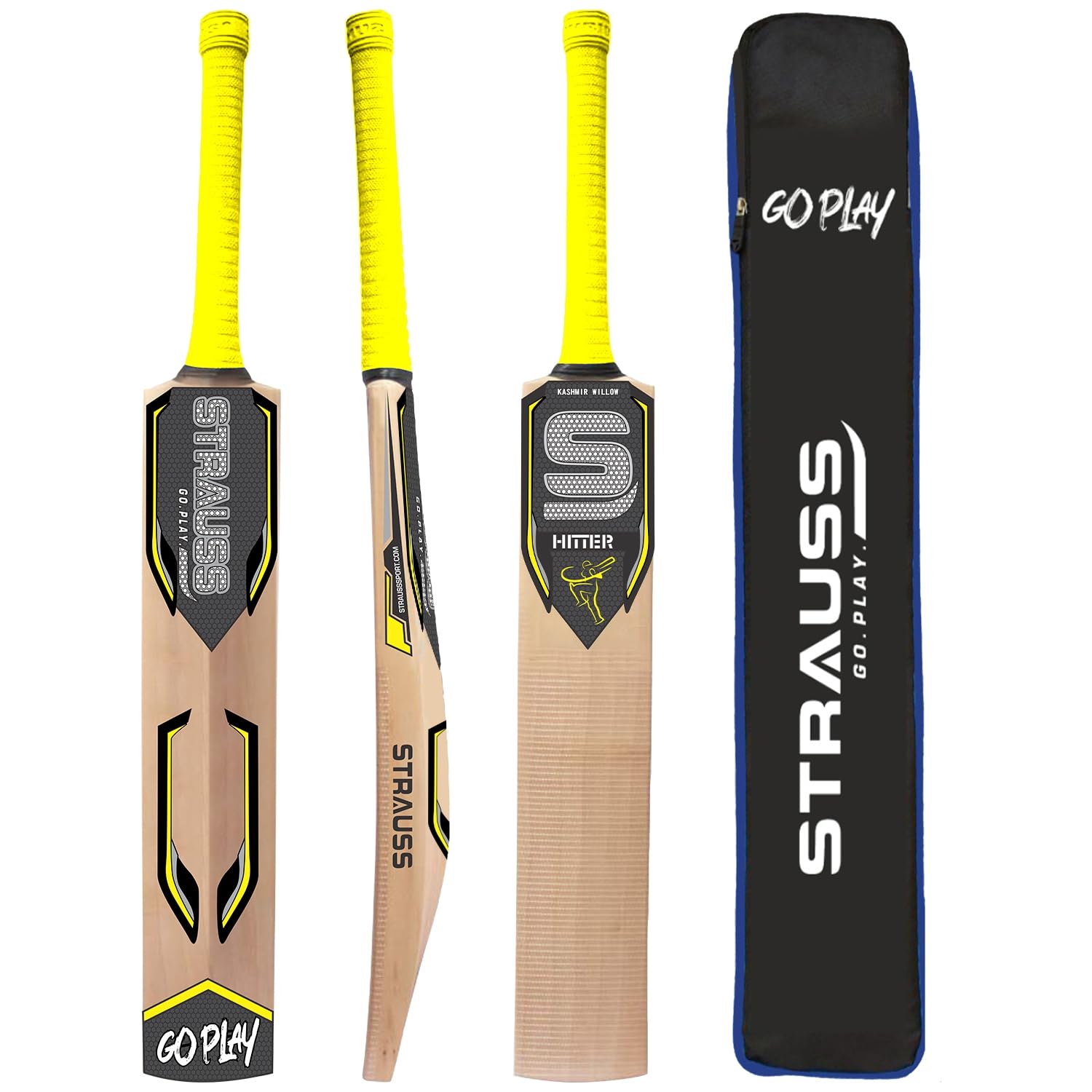 STRAUSS Hitter Kashmir Willow Cricket Bat |Size: Short Handle(SH) |Suitable for Tennis Ball |Yellow| Ideal for Boys/Youth/Adults (1050-1200 Grams) (B0D14QH5QS) Amazon Price History, Amazon Price Tracker