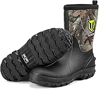 TideWe Men's 5.5mm Neoprene Rubber Boots: Waterproof Insulated Hunting Boots with Steel Shank for Farming, Gardening, Fishing