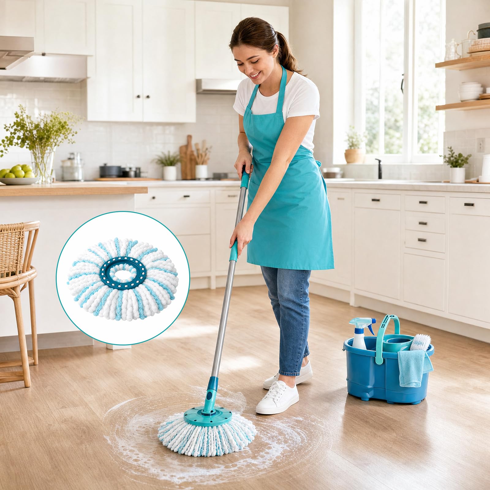 5 Piezas Cabezas de Fregona de Repuesto, para Leifheit Clean Twist Disc Mop, Sistema de Fibras para Leifheit Recambio para Mopa, para Todo Tipo de Suelos, Fuerte absorción de Agua Reutilizables