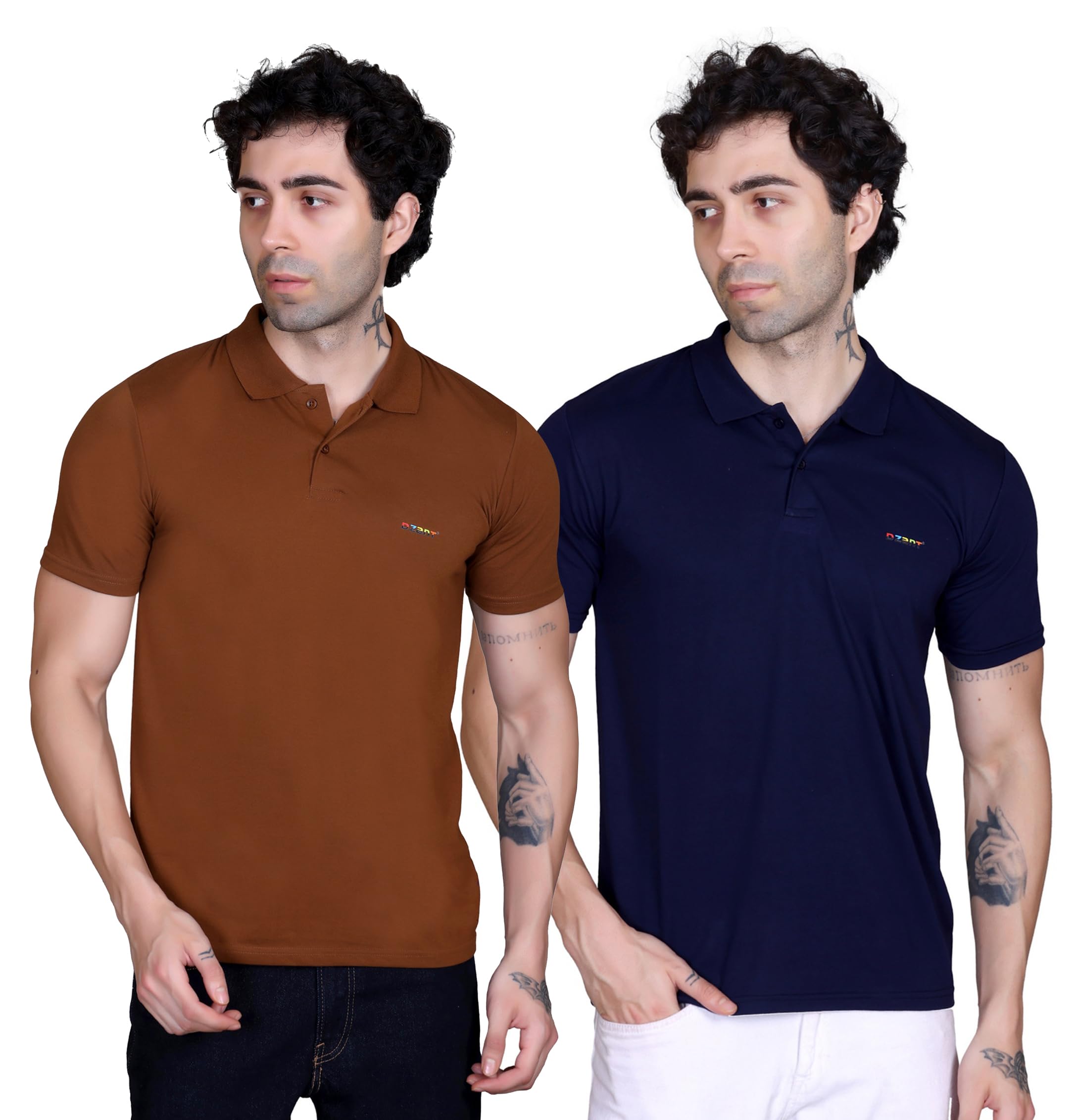 dzant Men's Cotton Rich Solid Polo Tshirt | Collar Tshirts | Half Sleeves | Plain-Regular Fit (Combo Pack of 2)-picture-12