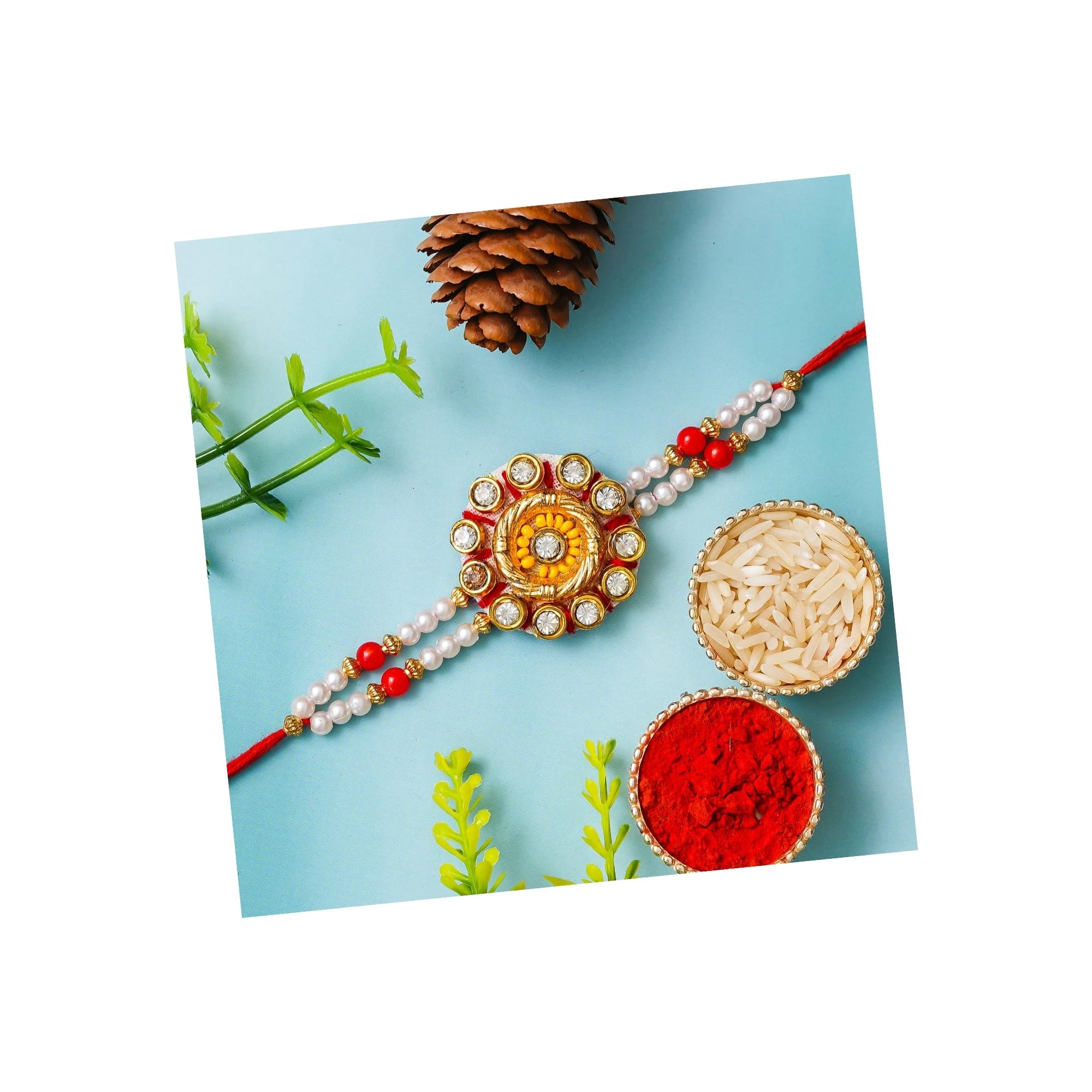 eCraftIndia Designer Rakhi with Roli Chawal Pack and Raksha Bandhan Greeting Card - Rakhi for Brother (B0B6FNH1ZG) Amazon Price History, Amazon Price Tracker