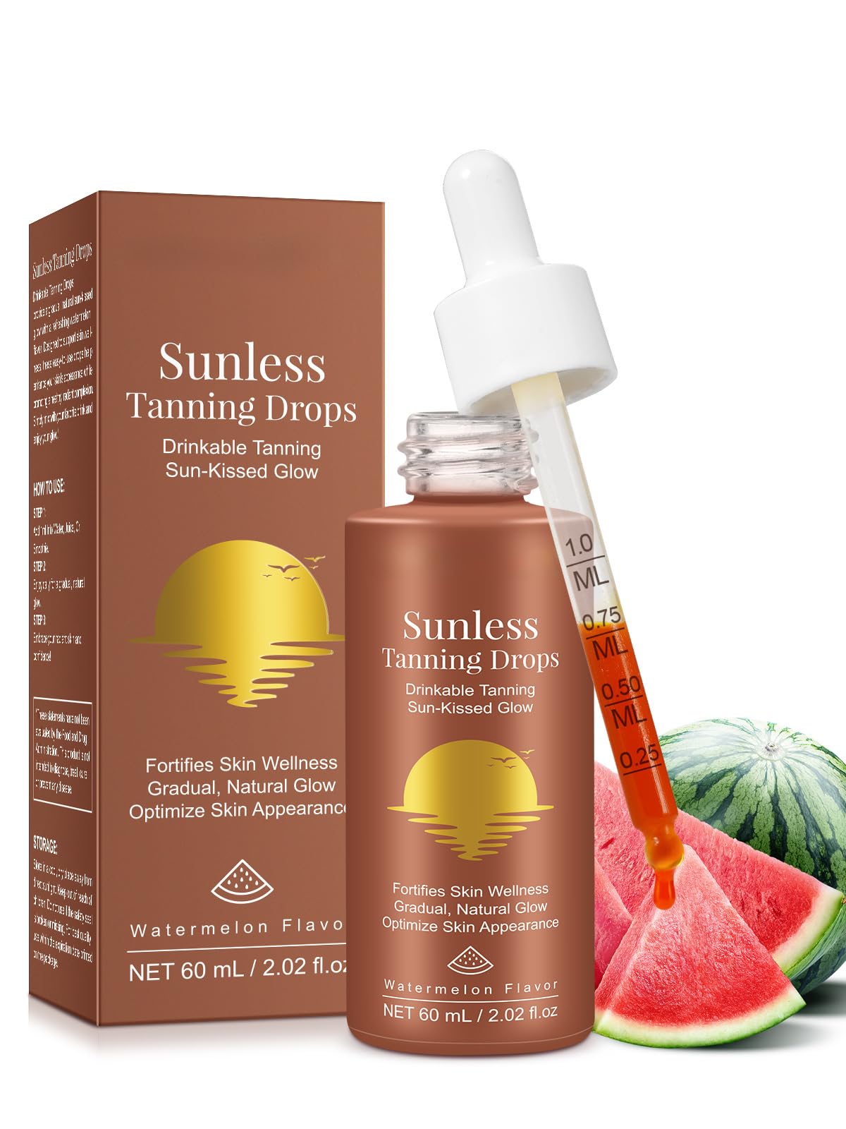 Gouttes de bronzage sans soleil à boire, gouttes de bronzage sans soleil, boisson orale hydratante bronzante pour le visage et le corps, lueur ensoleillée pour toutes les peaux