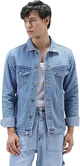 Urbano Fashion Men's Regular Fit Washed Full Sleeve Denim Jacket