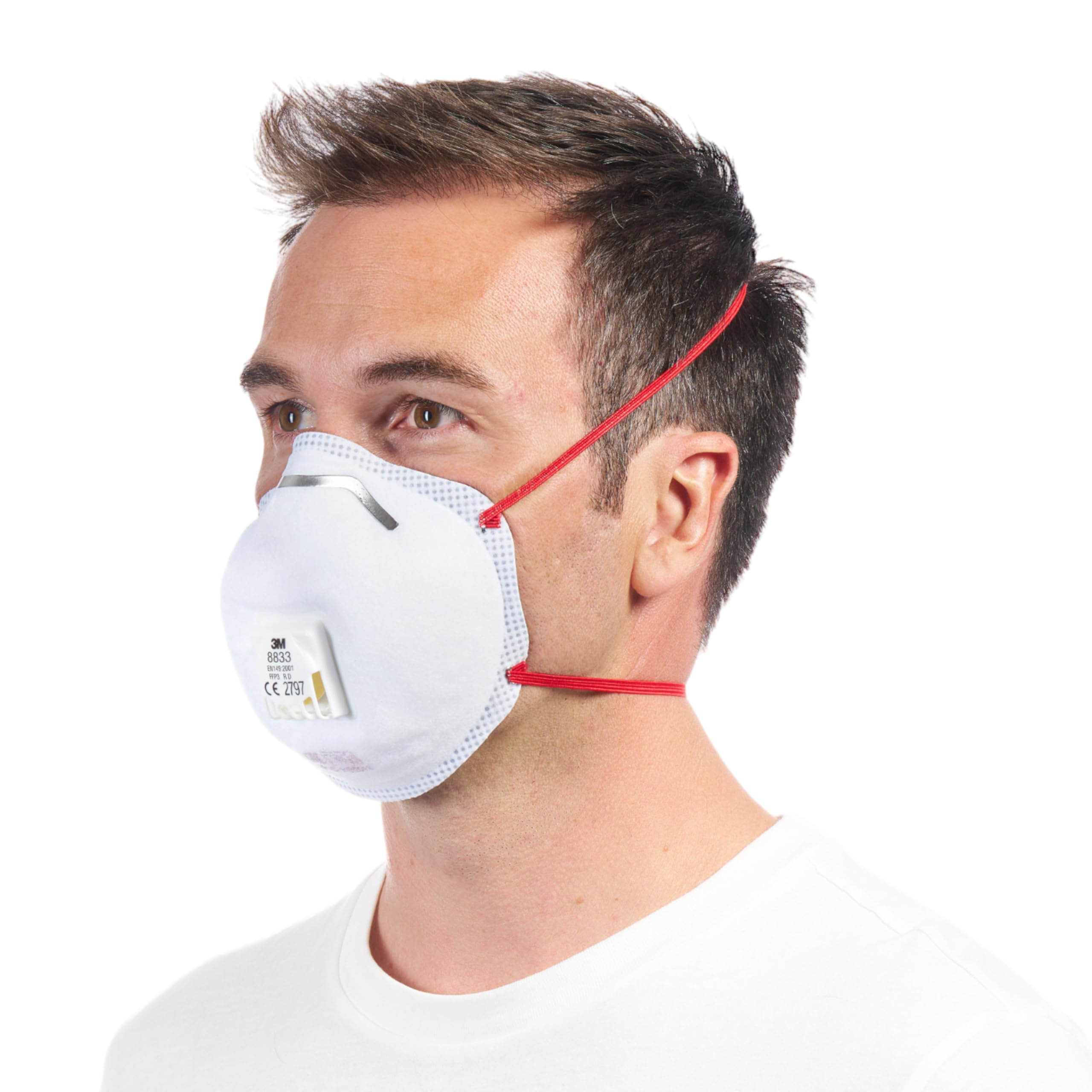 3M Particulate Maske für Dämmstoffe und Hartholz 8833C2, FFP3, Valved, Weiß, 2 pro Packung