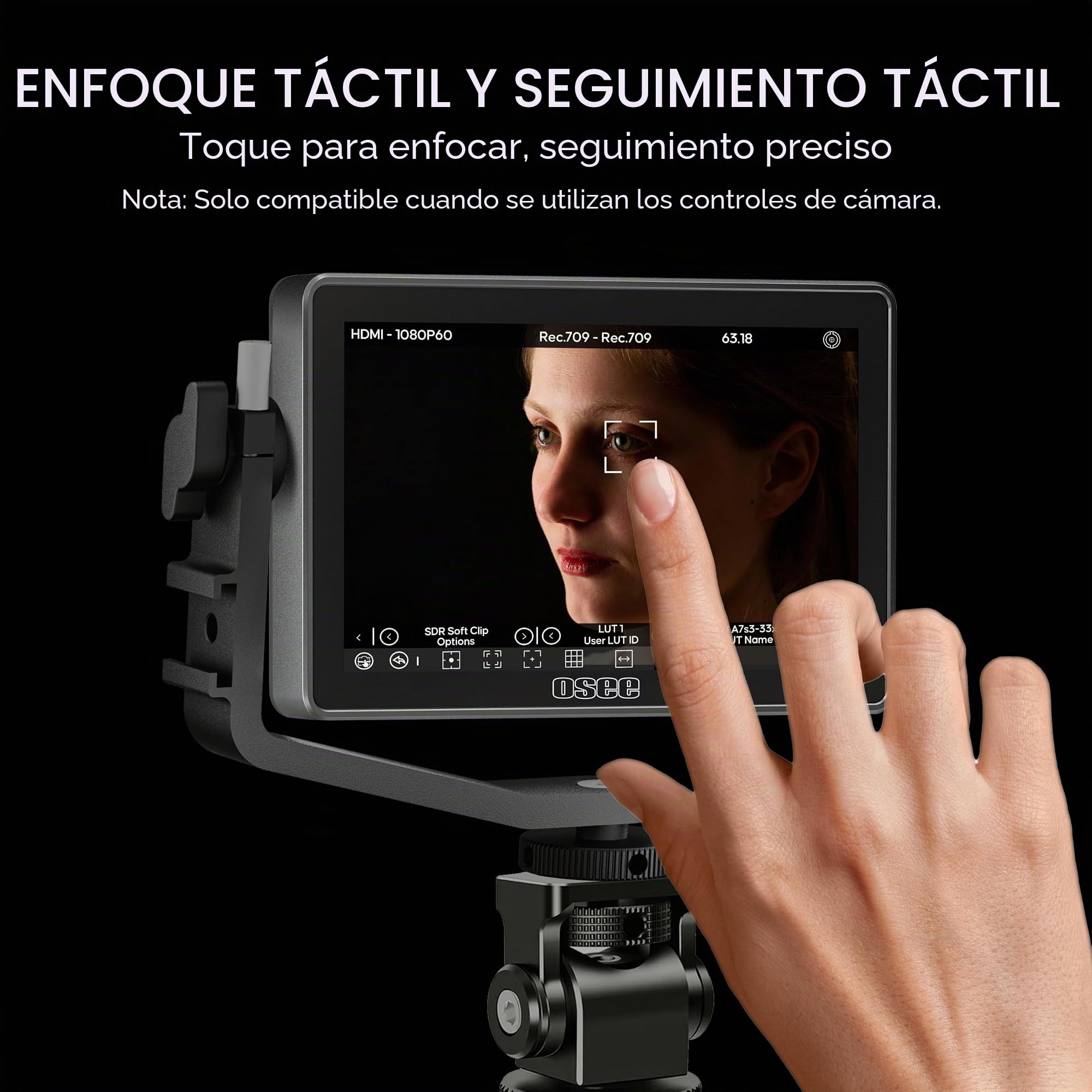 Osee G7 Pro Cámara Monitor 7 Pulgadas 3000nits Pantalla Táctil Monitor de Campo con Control de Cámara, Entrada/Salida HDMI 3G-SDI, LUT 3D, Enfoque Táctil Monitor de Vídeo para DSLR | Monitor de CA con pantalla táctil Full HD de 1920 x 1080 con entrada y s