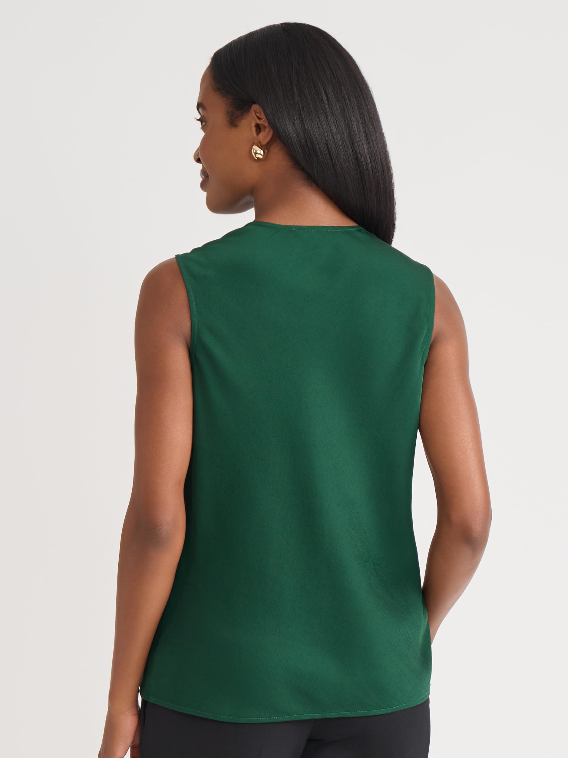 Kasper Women's Sleeveless Drape-Neck Satin Top