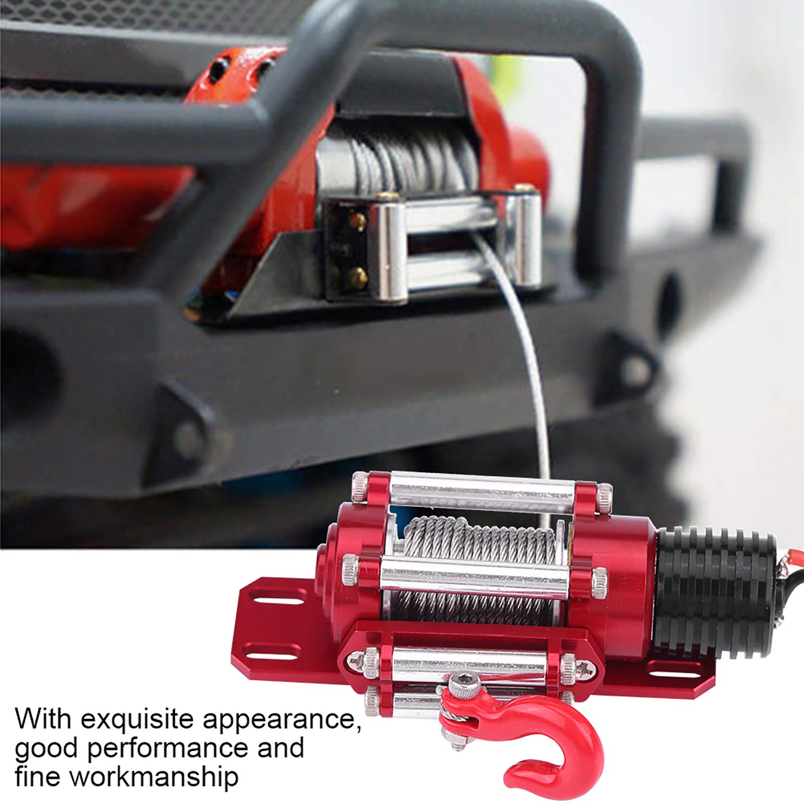 Demeras Verricello RC con Telecomando, Accessorio per Auto cingolato con verricello Elettrico in Metallo in Scala 1/10