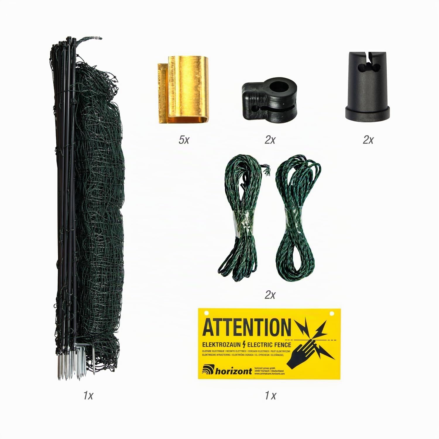 Horizont easyLine Clôture pour poulailler 25 m de long, 105 cm de haut, clôture électrique pour poules - 7 piquets en PVC avec double pointe - vert, clôture pour volaille avec électricité, clôture