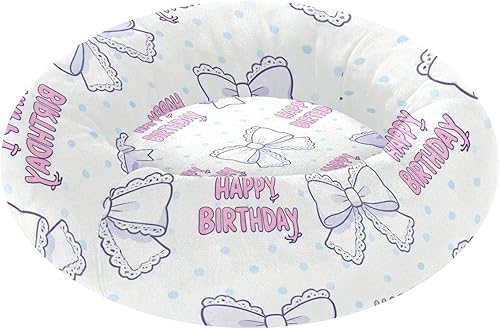 Happy Birthday Cute Bow Donut Cuddler Pet Dog Beds fluffier Calming Bed for Extra Small Size Pets Sleeping cama elevada para Perros Grandes