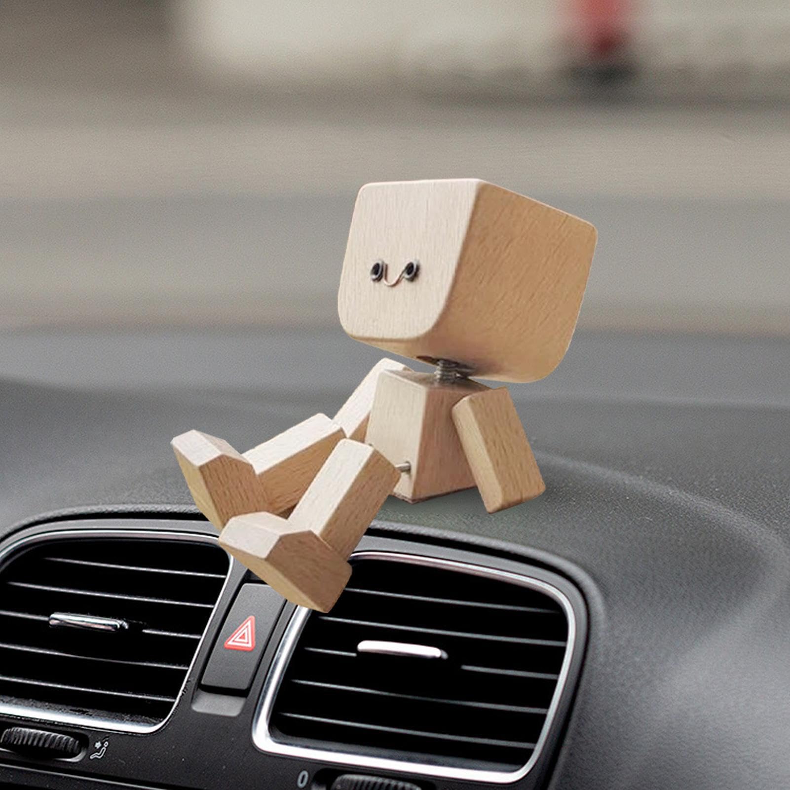 Decorazioni Auto Per Cruscotto Bambola In Legno Con Piedini Tremolanti E | Accessorio Veicolo Con 12 Espressioni Intercambiabili Per Interni Viaggi