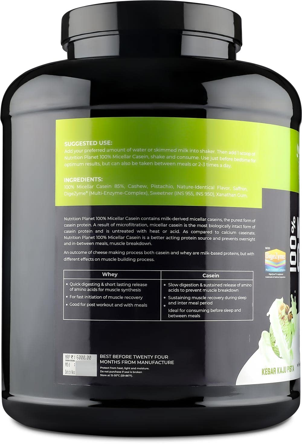 Nutrition Planet 100% Micellar Casein (With real Cashew, Pistachio & Saffron) for Pre/Post Workout Recovery (Kesar Kaju Pista - 4lb, 60 Servings) 1