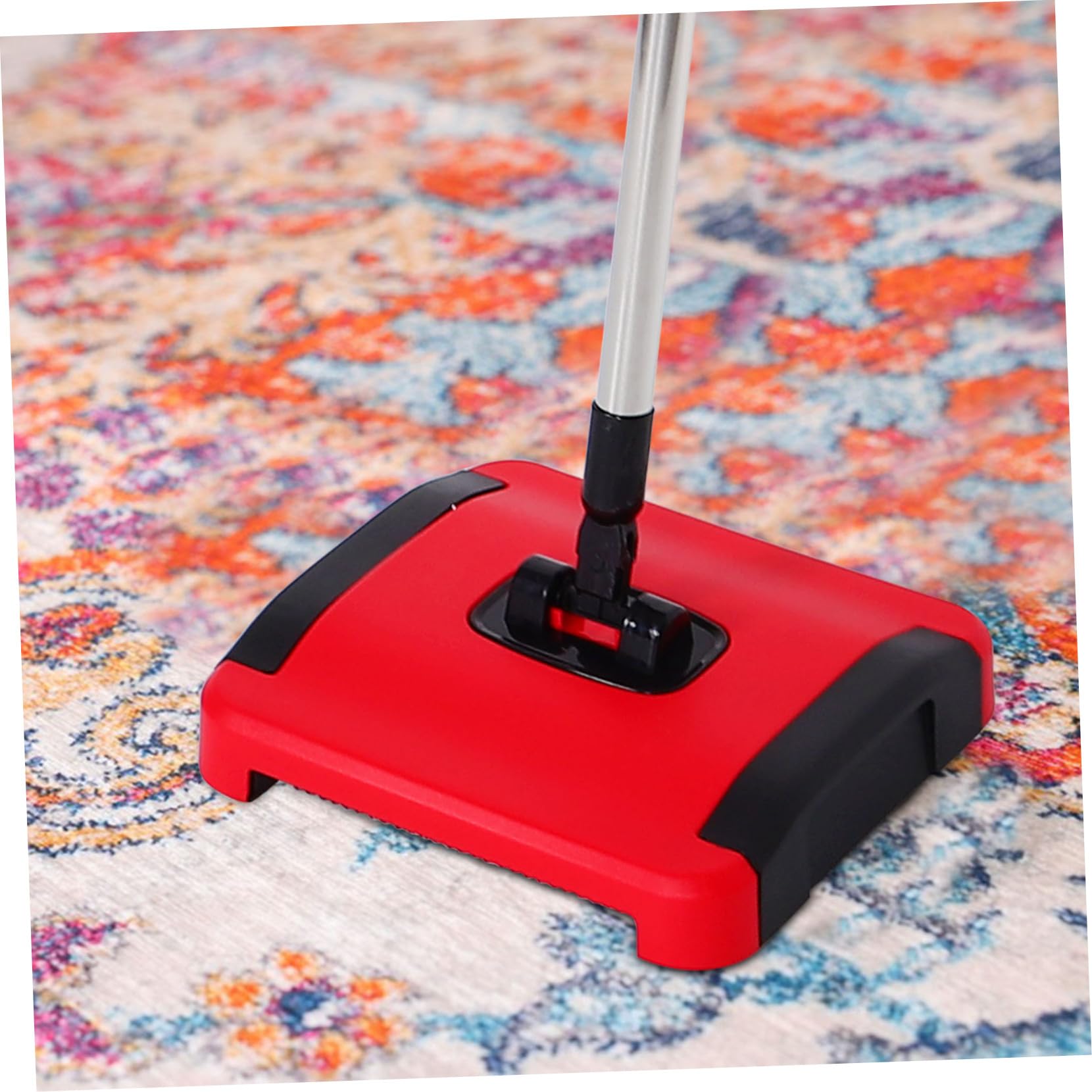 Balayeuse de Sol Manuelle Matériau Pp et Acier Inoxydable Nettoyage Polyvalent avec Brosses Rotatives pour Tapis et Moquette Maison et Poils D'animaux