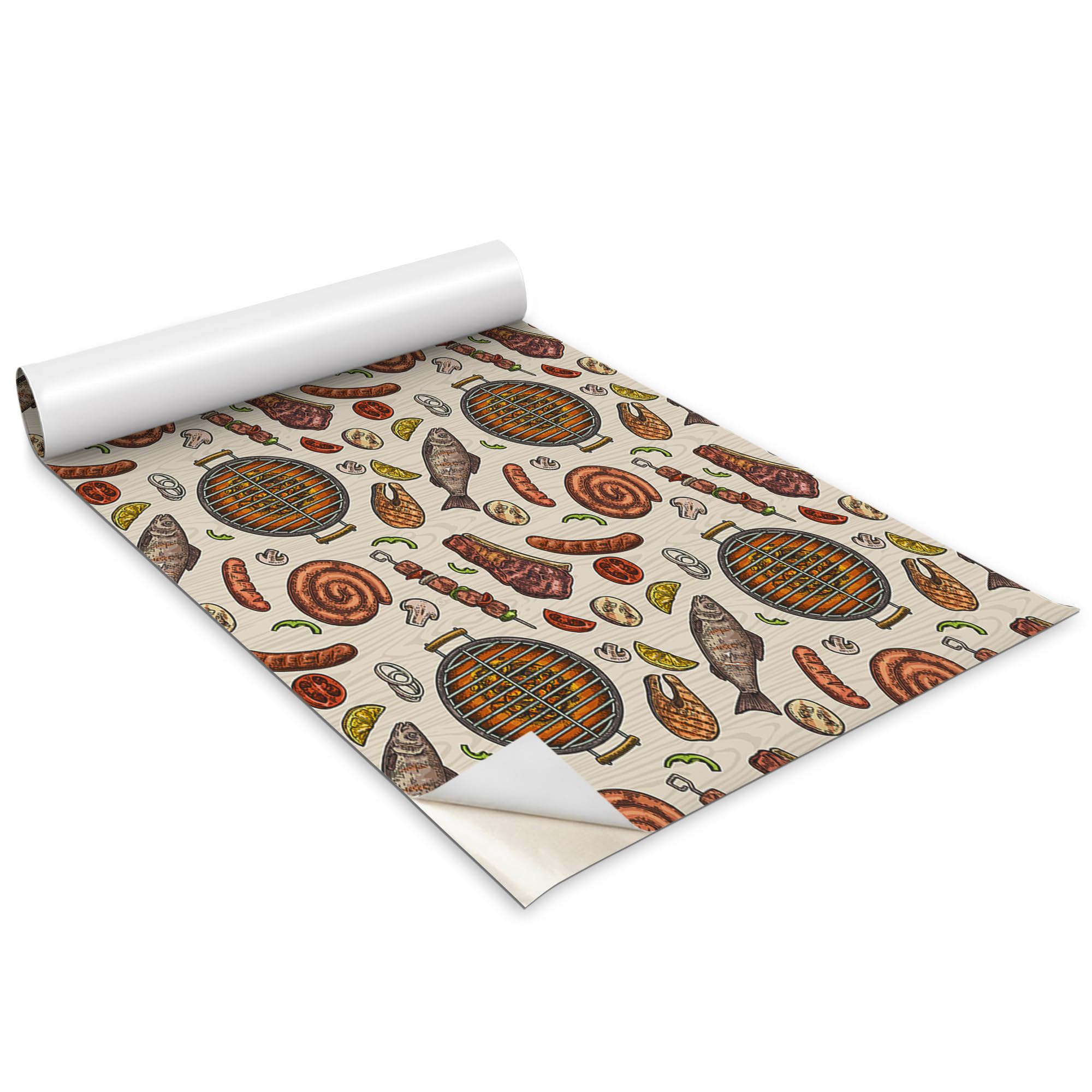 Papel Pintado Autoadhesivo para Muebles 100x50 cm Mate Vinilo Decorativo Platos de Barbacoa