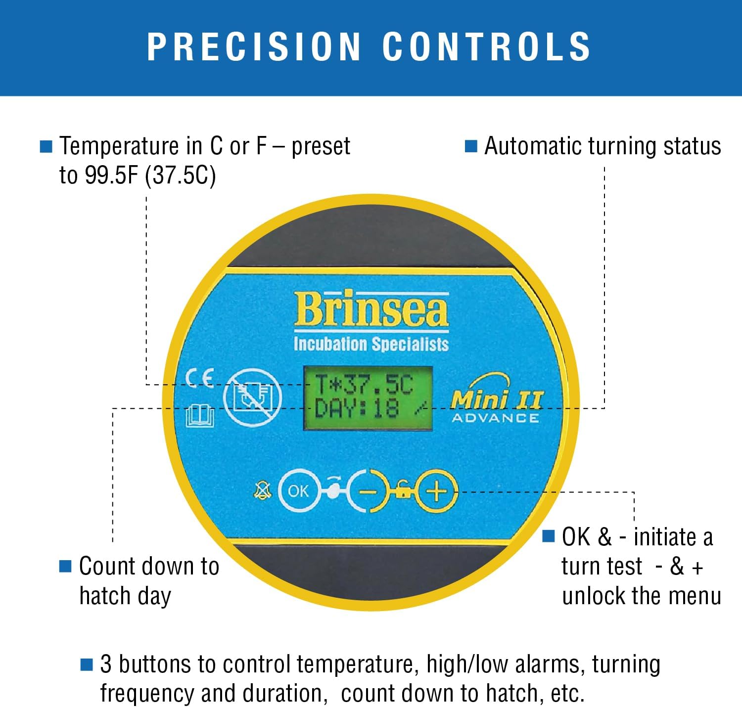 Brinsea Mini II Advance Egg Incubator with Automatic Egg Turning and Temperature Control for Hatching 7 Chicken, Duck, or Other Eggs, Ideal Incubator for Hobbyists, Teachers, and Learners